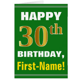 Vet, Groen, Faux Gold 30ste Verjaardag w / Naam Ka