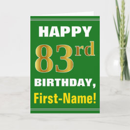 Vet, groen, Faux Gold 83rd Birthday met naam Kaart