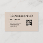 Vet Groen Grijs Check Patroon QR Code voor Handgem Visitekaartje (Achterkant)