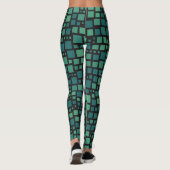 Vet Groen kubisme Print Leggings (Achterkant)