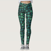 Vet Groen kubisme Print Leggings (Voorkant)