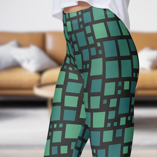 Vet Groen kubisme Print Leggings
