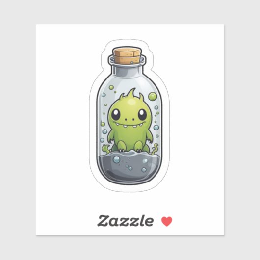 Vet Groen Monster in een Jar Sticker (Vel)
