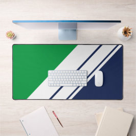 Vet Groen Navy Blauw Wit Diagonaal Racing Stripes Bureaumat