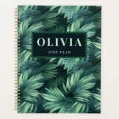 Vet groen oerwoud tropisch palmpatroon planner (Voorkant)