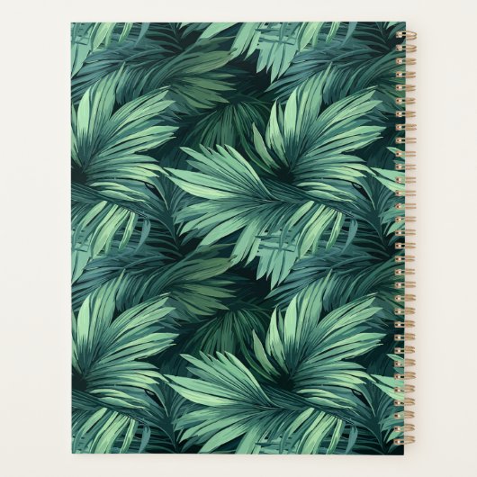 Vet groen oerwoud tropisch palmpatroon planner (Achterkant)