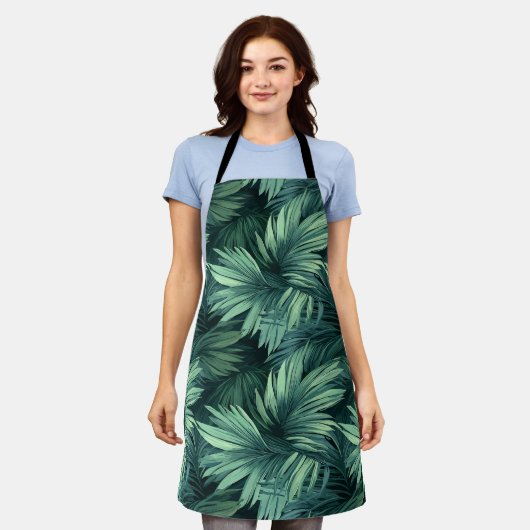 Vet groen oerwoud tropisch palmpatroon schort (Gedragen)