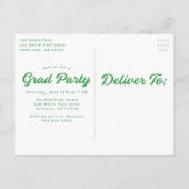 Vet Groen Script Foto Graduation Party Uitnodiging Briefkaart (Achterkant)