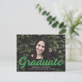 Vet Groen Script Foto Graduation Party Uitnodiging Briefkaart (Staand voorkant)