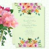 Vet Groen Sinaasappel Roze Waterverf Bloemen Bruil Kaart