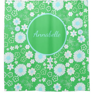 Vet groene bloemen Floral Pattern genaamd Douchegordijn
