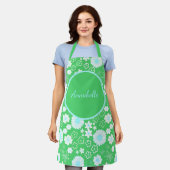 Vet groene bloemen Floral Pattern genaamd Schort (Gedragen)