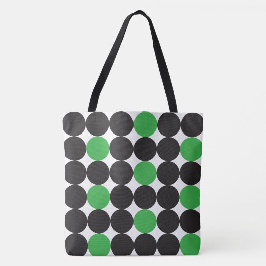 Vet Groene Zwarte Stippen Geometrisch Patroon Tote Bag (Voorkant)