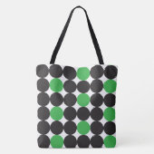 Vet Groene Zwarte Stippen Geometrisch Patroon Tote Bag (Achterkant)