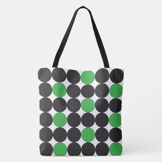 Vet Groene Zwarte Stippen Geometrisch Patroon Tote Bag (Achterkant)