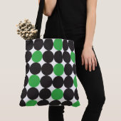 Vet Groene Zwarte Stippen Geometrisch Patroon Tote Bag (Dichtbij)