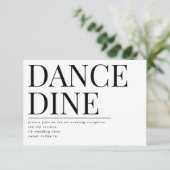 Vet Groot Monogram DINE DANCE Receptie Uitnodigen Informatiekaartje (Staand voorkant)