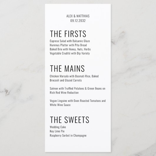 Vet Grote Typografie Zwart Wit Modern Huwelijk Menu (Voorkant)