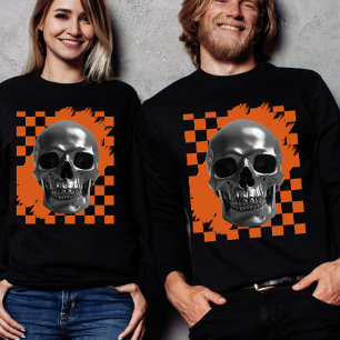 Vet Halloween-schedel dambordpatroon Tri-Blend Shirt
