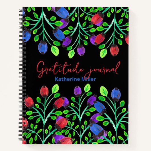 Vet Handbeschilderd Bloemen Dankbaarheidsjournaal Notitieboek (Voorkant)
