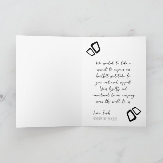 Vet handgeschreven met liefdesharten en aangepaste bedankkaart (Binnen)