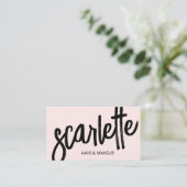 Vet handgeschreven penseelroze schoonheid visitekaartje (Staand voorkant)