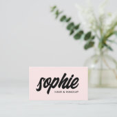 Vet handgeschreven penseelscript Blush Pink Beauty Visitekaartje (Staand voorkant)
