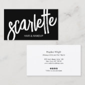 Vet handgeschreven penseelscript zwarte schoonheid visitekaartje (Voorkant / Achterkant)