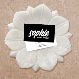 Vet handgeschreven penseelscript zwarte schoonheid visitekaartje