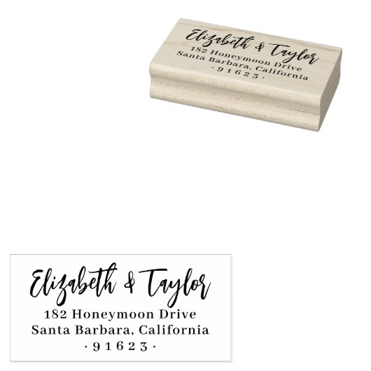 Vet Handschrift Bruiloft Koppels Retouradres Rubberstempel (Gestempeld)