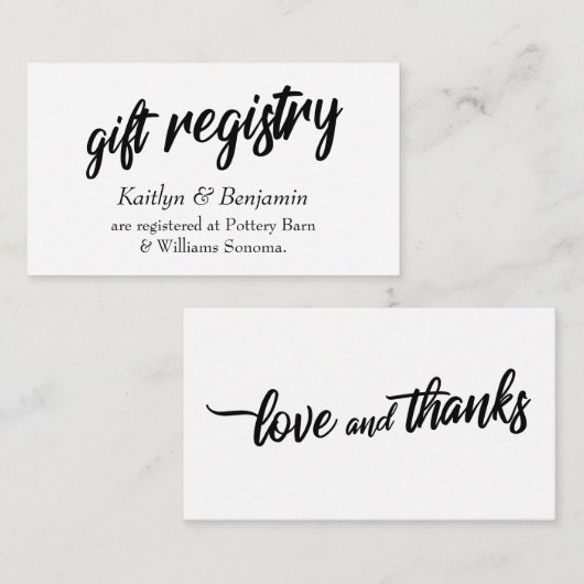 Vet handschrift script, eenvoudige trouwregister informatiekaartje (Voorkant / Achterkant)