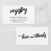 Vet Handschrift Script op Bruiloft Registry Kaarte Informatiekaartje (Voorkant / Achterkant)