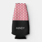 Vet hart wit rood zwart patroon flesjeskoeler (Voorkant)