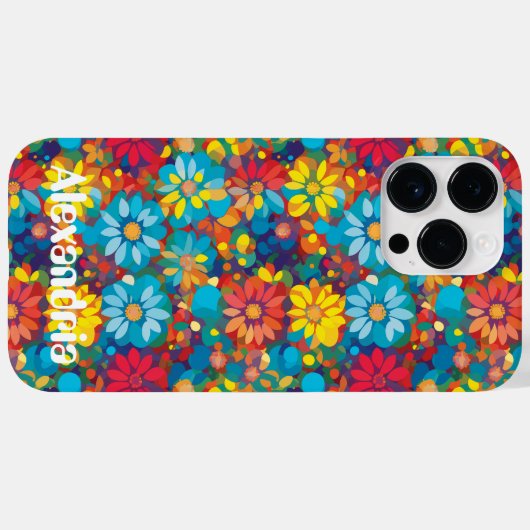 Vet hedendaags bloemenpatroon Levendige madeliefje Case-Mate iPhone Case (Achterkant (horizontaal))