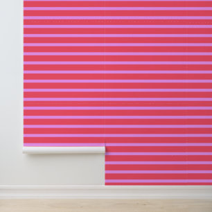 Vet Heet Roze - Magenta Horizontaal Gestreept Patr Behang