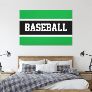 Vet Held Groen Zwart Wit BASEBALL Strepen Canvas Afdruk