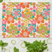 Vet Held Retro Abstract Bloemmotief Theedoek (Gevouwen)