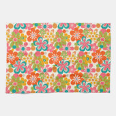 Vet Held Retro Abstract Bloemmotief Theedoek (Horizontaal)