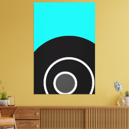 Vet Helder Aqua Zwart Wit Grijs Concentrische Kuns Canvas Afdruk