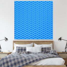 Vet Helder Blauw Geometrische Oceaan Golven Patroo Canvas Afdruk