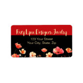 Vet, helder bloemig | Rood & Zwart | Retouradres Etiket (Voorkant)