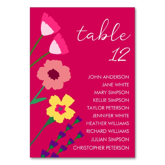 Vet & Helder Fuchsia Roze Kleurrijke Bloemen Bruil Kaart (Voorkant)