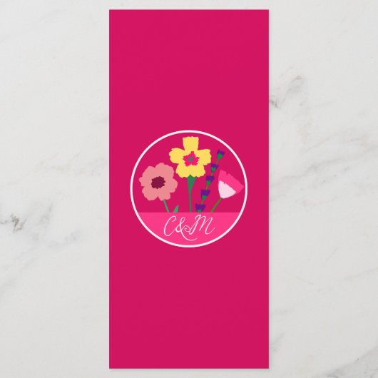 Vet & Helder Fuchsia Roze Kleurrijke Bloemen Bruil Menu (Achterkant)