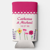 Vet & Helder Fuchsia Roze Kleurrijke Bloemen Bruil Seltzer Blikjeskoeler (Achterkant)