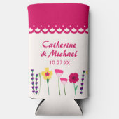 Vet & Helder Fuchsia Roze Kleurrijke Bloemen Bruil Seltzer Blikjeskoeler (Voorkant)