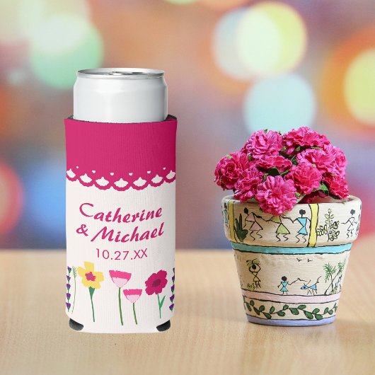 Vet & Helder Fuchsia Roze Kleurrijke Bloemen Bruil Seltzer Blikjeskoeler