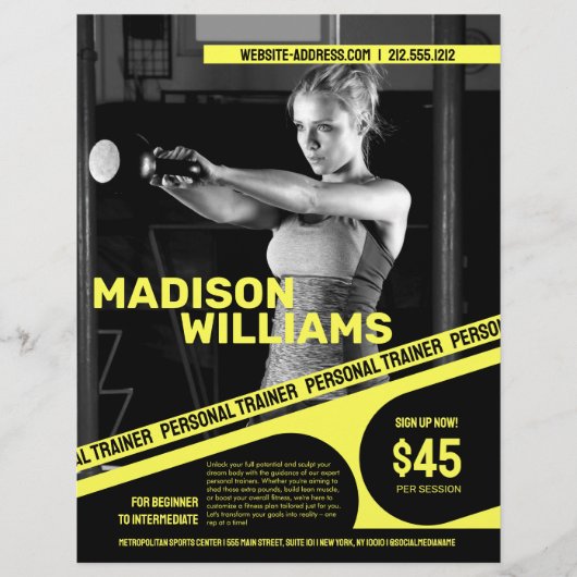 Vet Helder Geel Personal Trainer Foto Flyer (Voorkant)