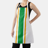 Vet Helder Groen Geel Racing Stripes op Wit Schort (Insitu)