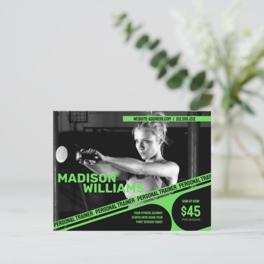 Vet Helder Groen Personal Trainer Foto Briefkaart (Staand voorkant)