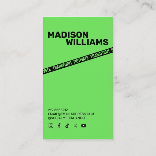 Vet Helder Groen Personal Trainer Foto Visitekaartje (Achterkant)